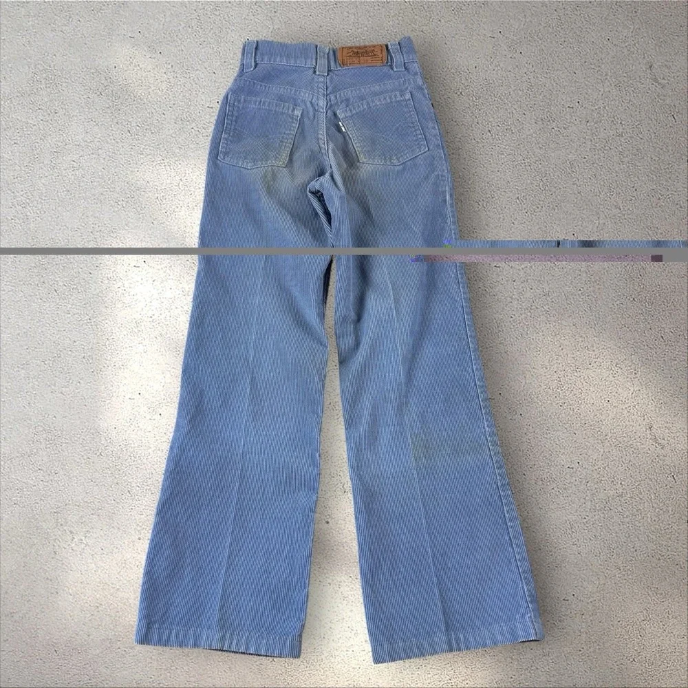 Vintage 70s/80s Little‎ Levi's Baby Blue Corduroy Pants Slim Kids 8 (19x22.5)